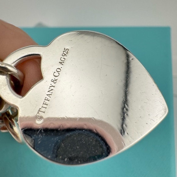 🦄 RARE Tiffany & Co. Sterling Silver Large Diamond Heart Tag Bracelet - Picture 8 of 8